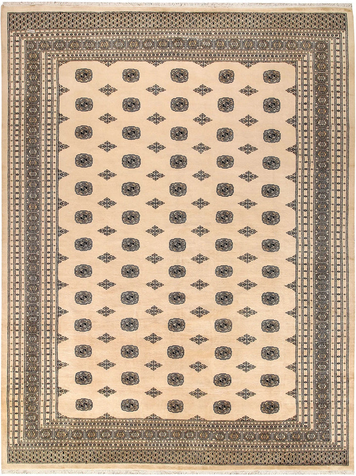 Brown Pakistani Bokhara Rug 10' 1" x 13' 7" Hand-Knotted | No. QA40824