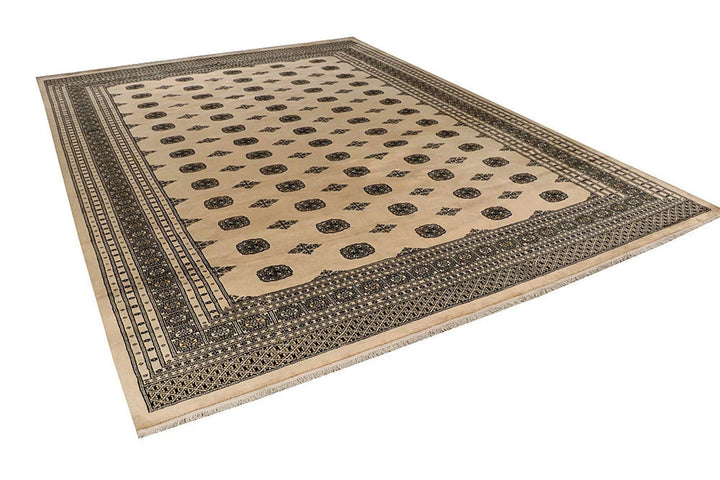 Brown Pakistani Bokhara Rug 10' 1" x 13' 7" Hand-Knotted | No. QA40824