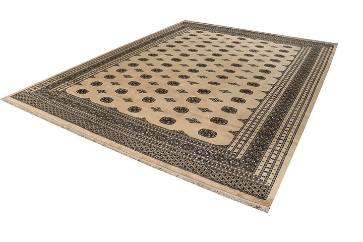 Brown Pakistani Bokhara Rug 10' 1" x 13' 7" Hand-Knotted | No. QA40824