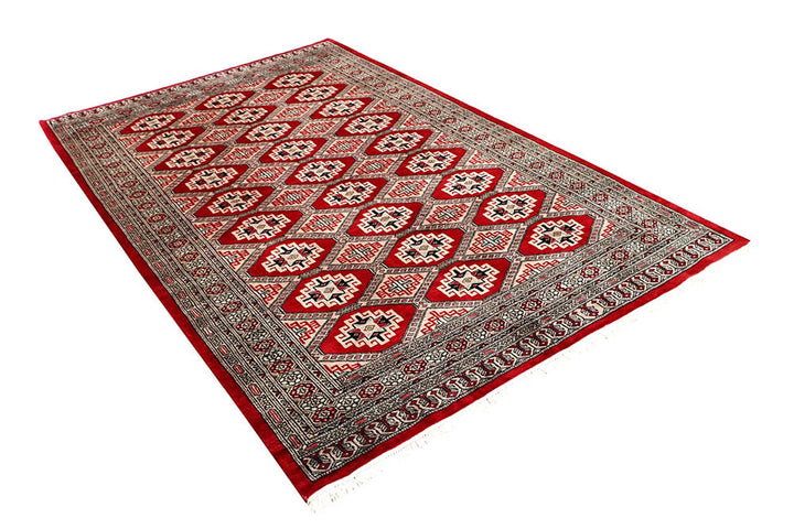 Red Pakistani Jaldar Rug 5' 1" x 8' 2" Hand-Knotted | No. QA40920