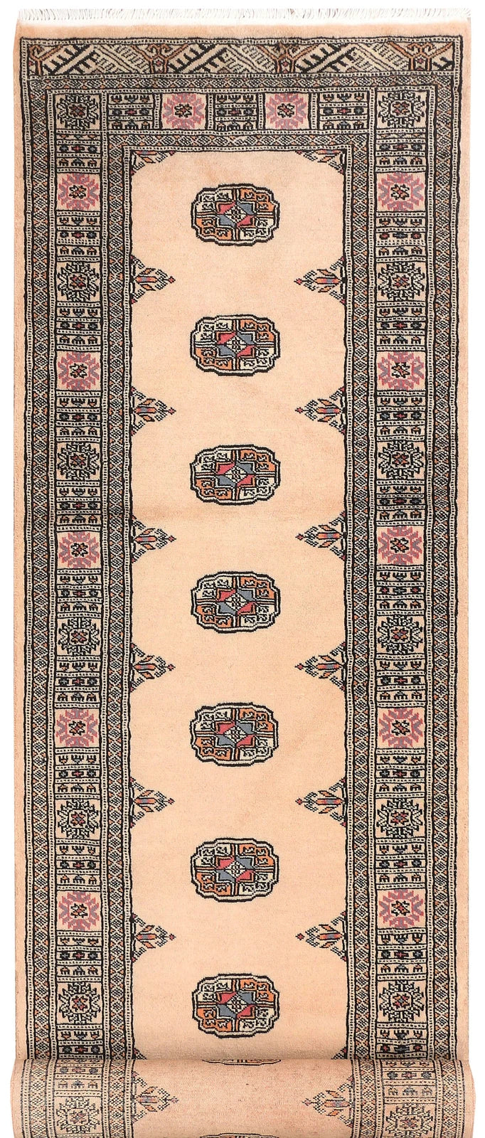 Wheat Pakistani Bokhara Rug 2' 6" x 11' 2" Hand-Knotted | No. QA40945