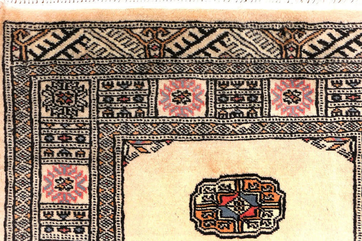 Wheat Pakistani Bokhara Rug 2' 6" x 11' 2" Hand-Knotted | No. QA40945