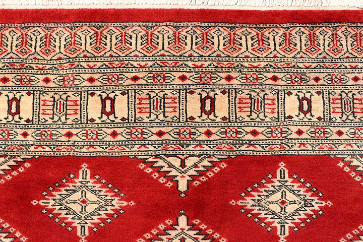 Red Pakistani Jaldar Rug 4' 2" x 5' 11" Hand-Knotted | No. QA41135