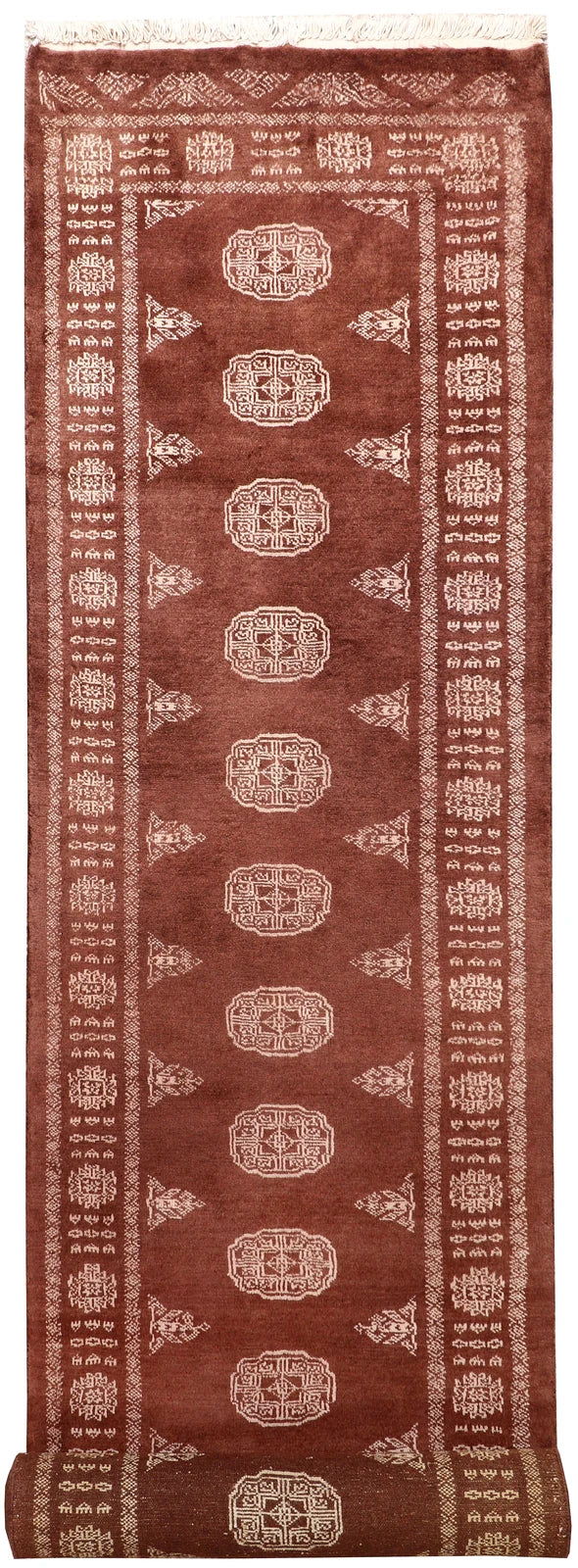 Saddle Brown Pakistani Bokhara Rug 2' 7" x 9' 11" Hand-Knotted | No. QA41188