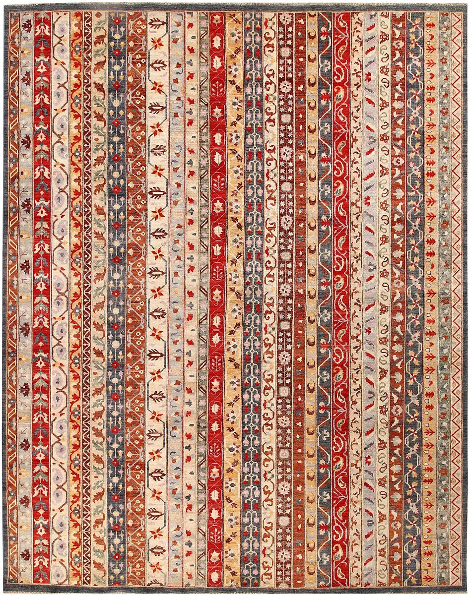 Afghan Shawl Rug 9' 1" x 11' 7" Hand-Knotted | No. QA41315