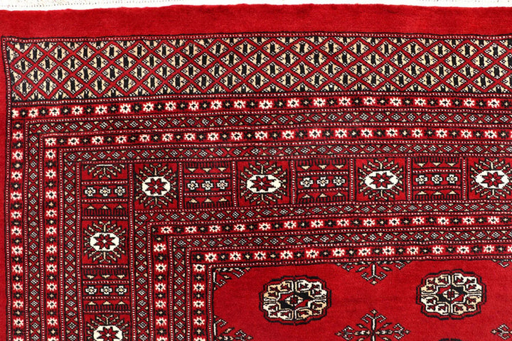 Firebrick Red Pakistani Bokhara Rug 8' 2" x 10' Hand-Knotted | No. QA41322