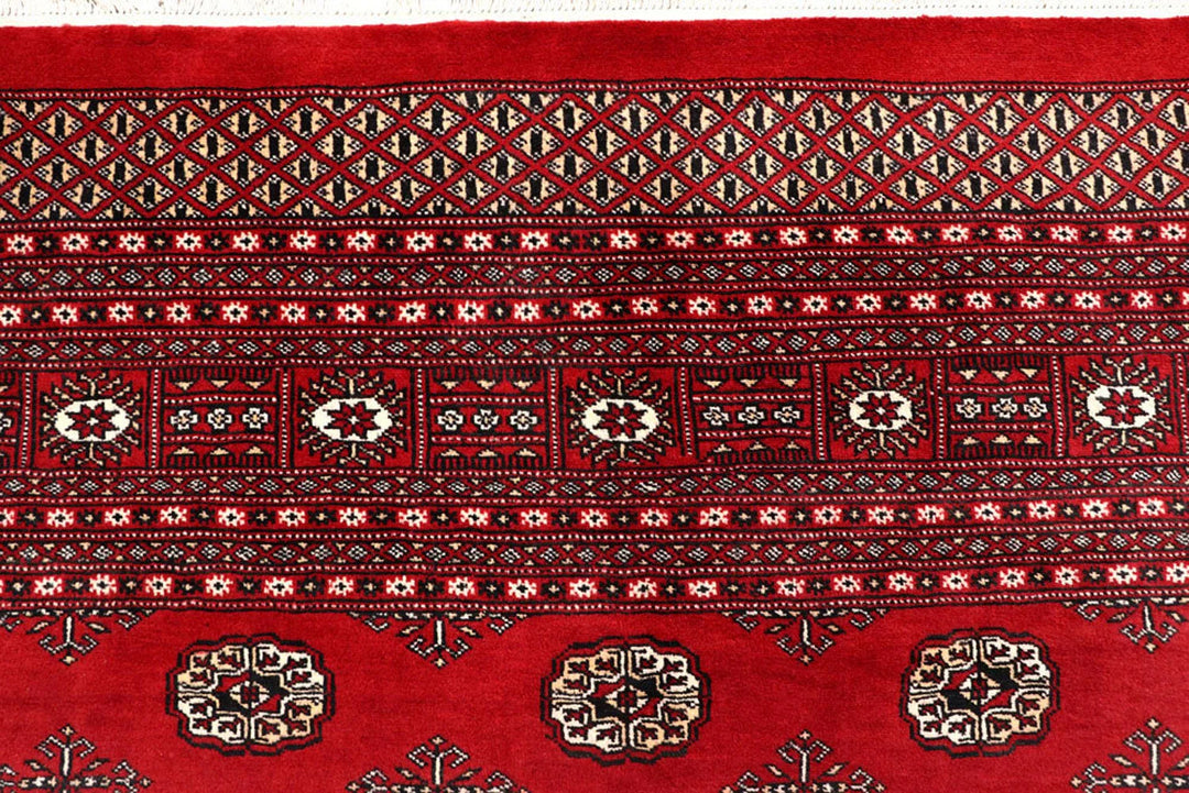 Firebrick Red Pakistani Bokhara Rug 8' 2" x 10' Hand-Knotted | No. QA41322