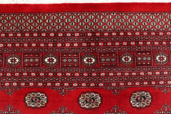 Firebrick Red Pakistani Bokhara Rug 8' 2" x 10' Hand-Knotted | No. QA41322