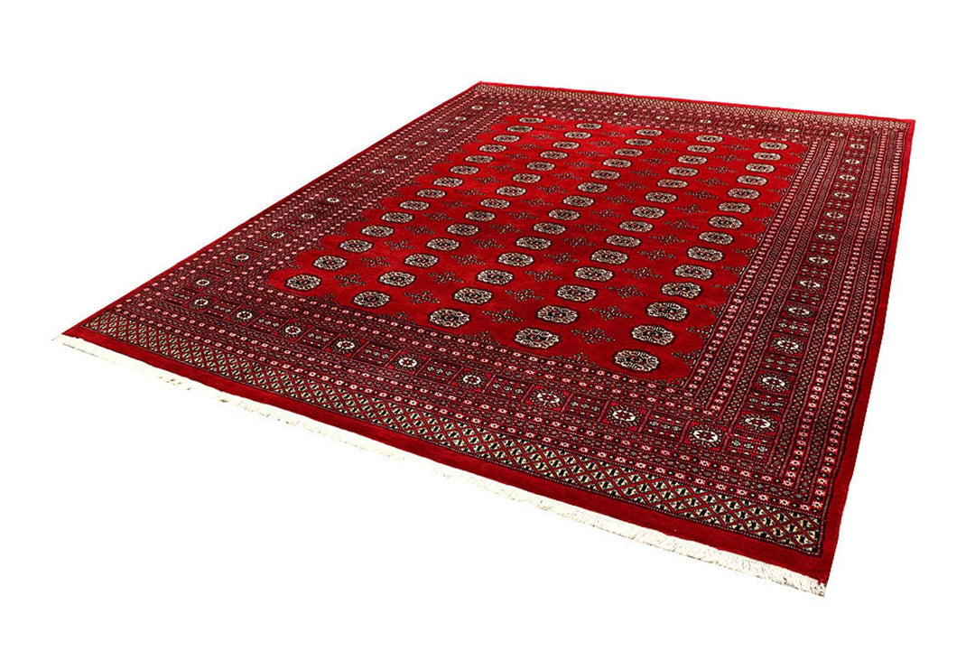 Firebrick Red Pakistani Bokhara Rug 8' 2" x 10' Hand-Knotted | No. QA41322