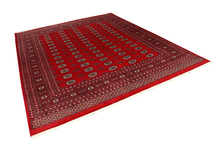 Firebrick Red Pakistani Bokhara Rug 8' 2" x 10' Hand-Knotted | No. QA41322