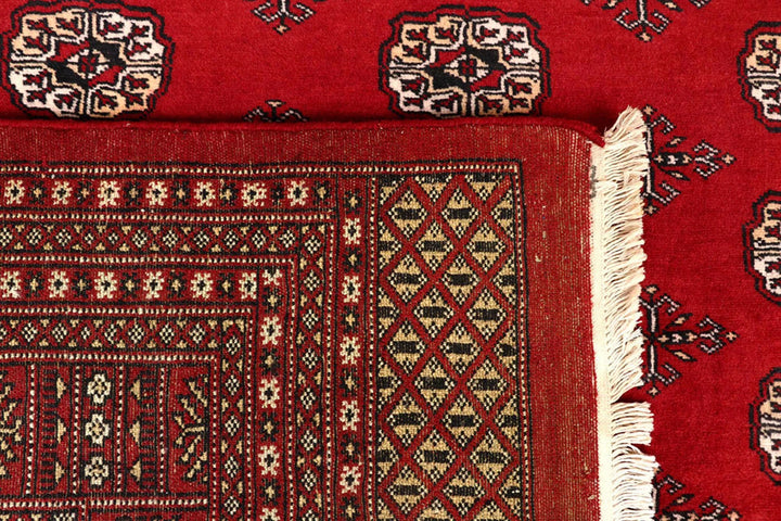 Firebrick Red Pakistani Bokhara Rug 8' 2" x 10' Hand-Knotted | No. QA41322