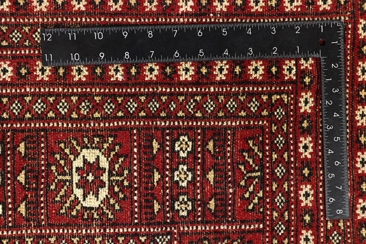 Firebrick Red Pakistani Bokhara Rug 8' 2" x 10' Hand-Knotted | No. QA41322