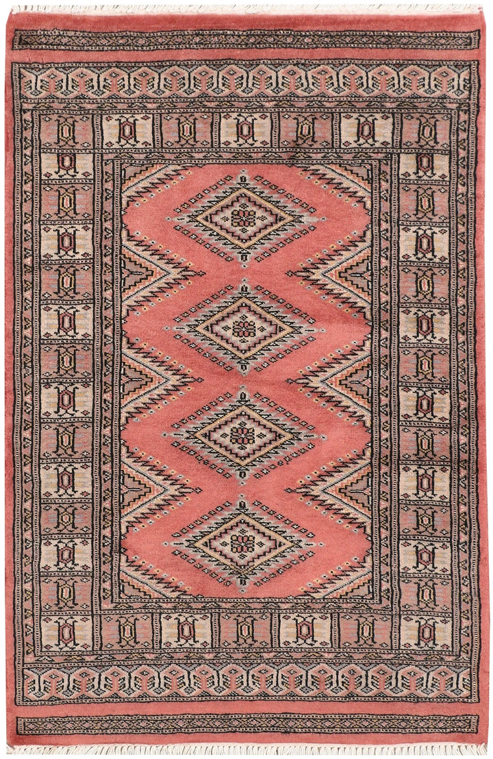 Dark Salmon Pakistani Jaldar Rug 2' 6" x 3' 9" Hand-Knotted | No. QA41408
