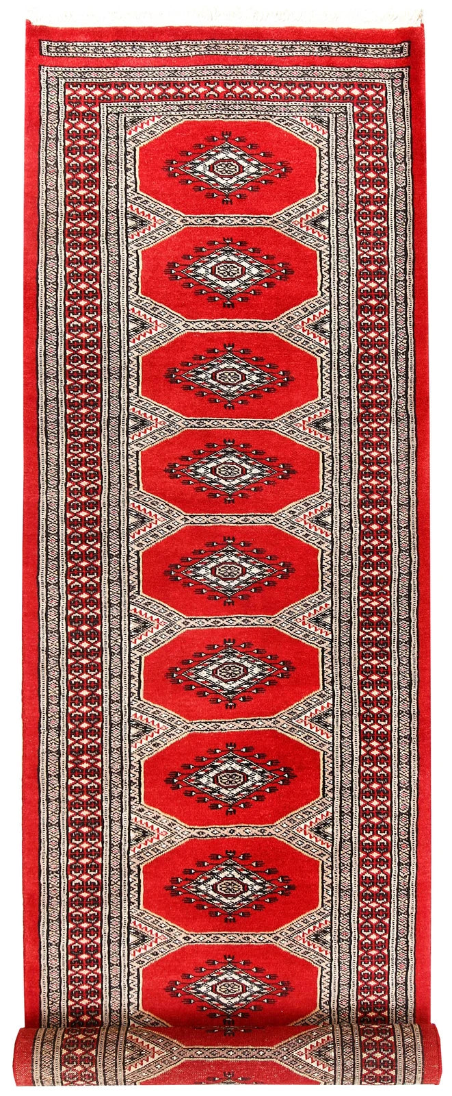 Red Pakistani Jaldar Rug 2' 6" x 9' 2" Hand-Knotted | No. QA41472