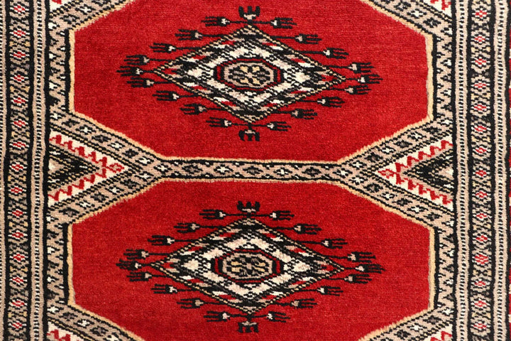 Red Pakistani Jaldar Rug 2' 6" x 9' 2" Hand-Knotted | No. QA41472
