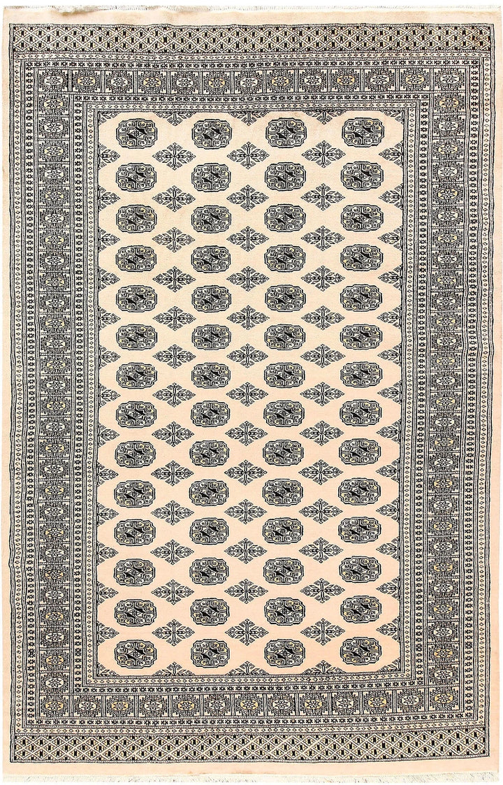 Brown Pakistani Bokhara Rug 5' 10" x 9' 1" Hand-Knotted | No. QA41505