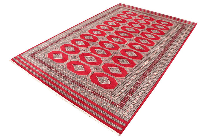 Firebrick Pakistani Jaldar Rug 6' 7" x 10' 3" Hand-Knotted | No. QA41512