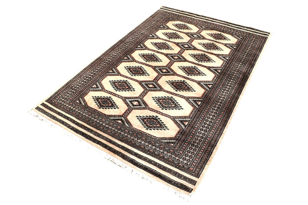 Brown Pakistani Jaldar Rug 4' 2" x 6' 4" Hand-Knotted | No. QA41546