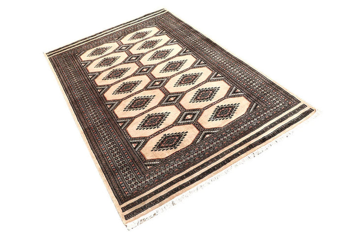 Brown Pakistani Jaldar Rug 4' 2" x 6' 4" Hand-Knotted | No. QA41546