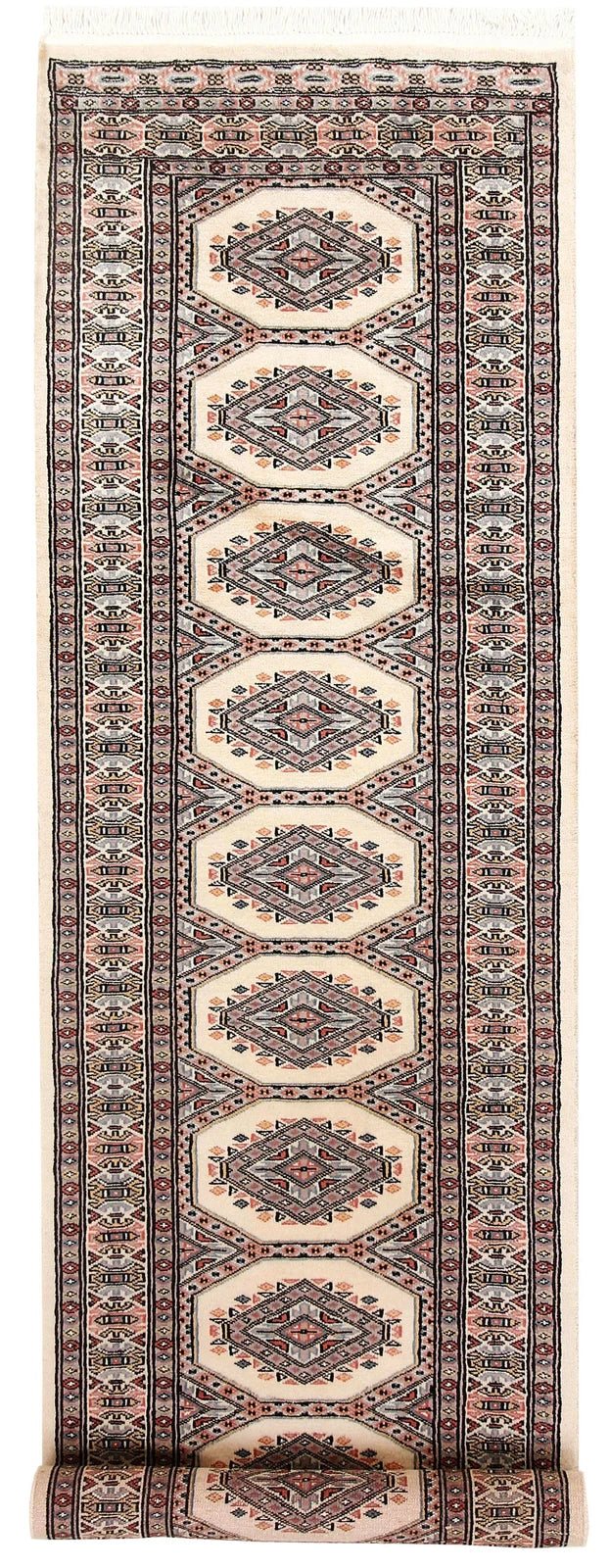 Brown Pakistani Jaldar Runner Rug 2' 4" x 9' 1" Hand-Knotted | No. QA41602
