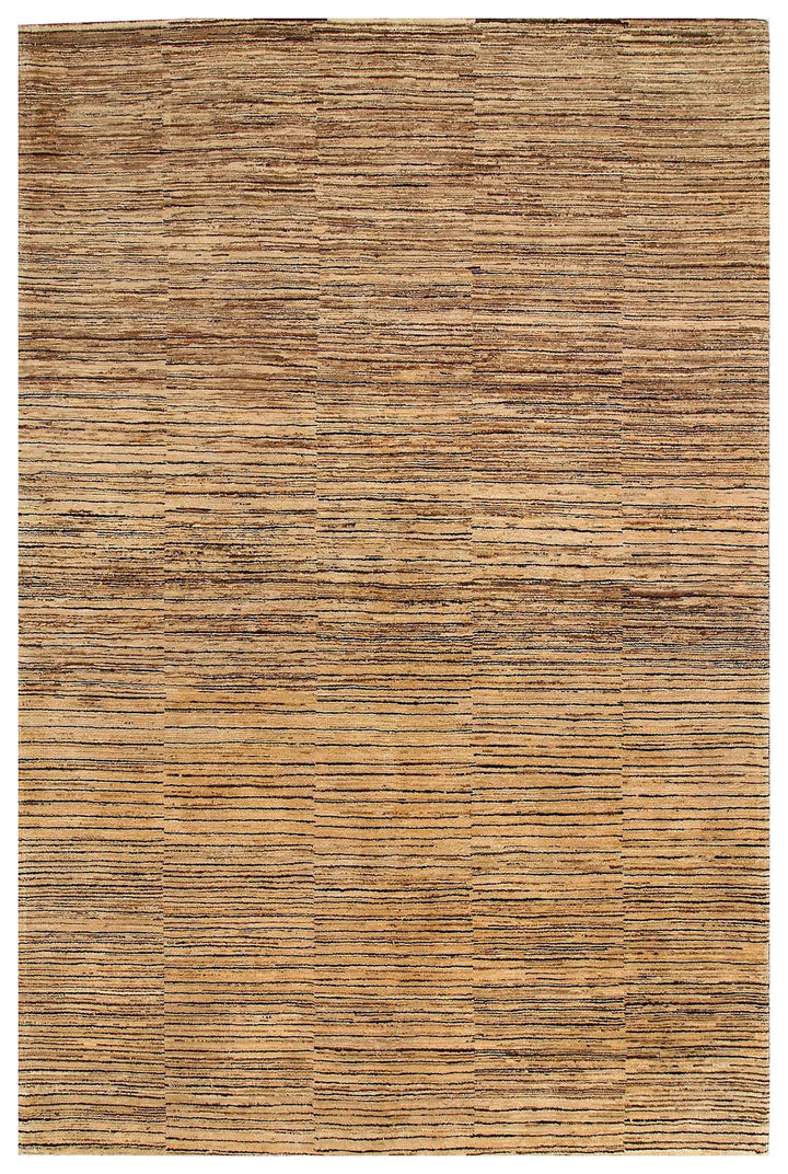 Brown Pakistani Gabbeh Rug 5' 11" x 9' Hand-Knotted | No. QA41640