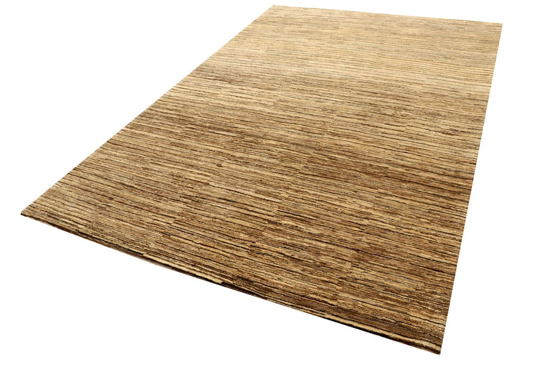 Brown Pakistani Gabbeh Rug 5' 11" x 9' Hand-Knotted | No. QA41640