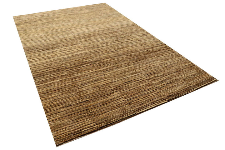 Brown Pakistani Gabbeh Rug 5' 11" x 9' Hand-Knotted | No. QA41640