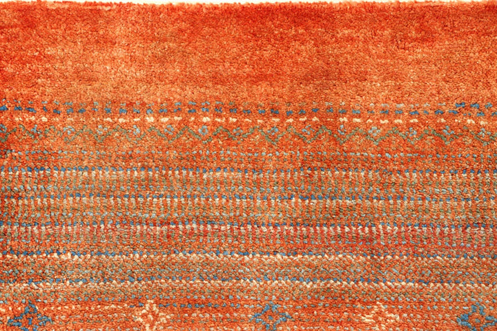 Orange Red Pakistani Gabbeh Rug 3' x 4' 11" Hand-Knotted | No. QA41718