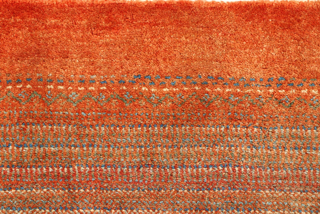 Orange Red Pakistani Gabbeh Rug 3' x 4' 11" Hand-Knotted | No. QA41718