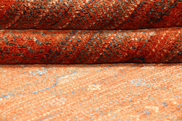 Orange Red Pakistani Gabbeh Rug 3' x 4' 11" Hand-Knotted | No. QA41718