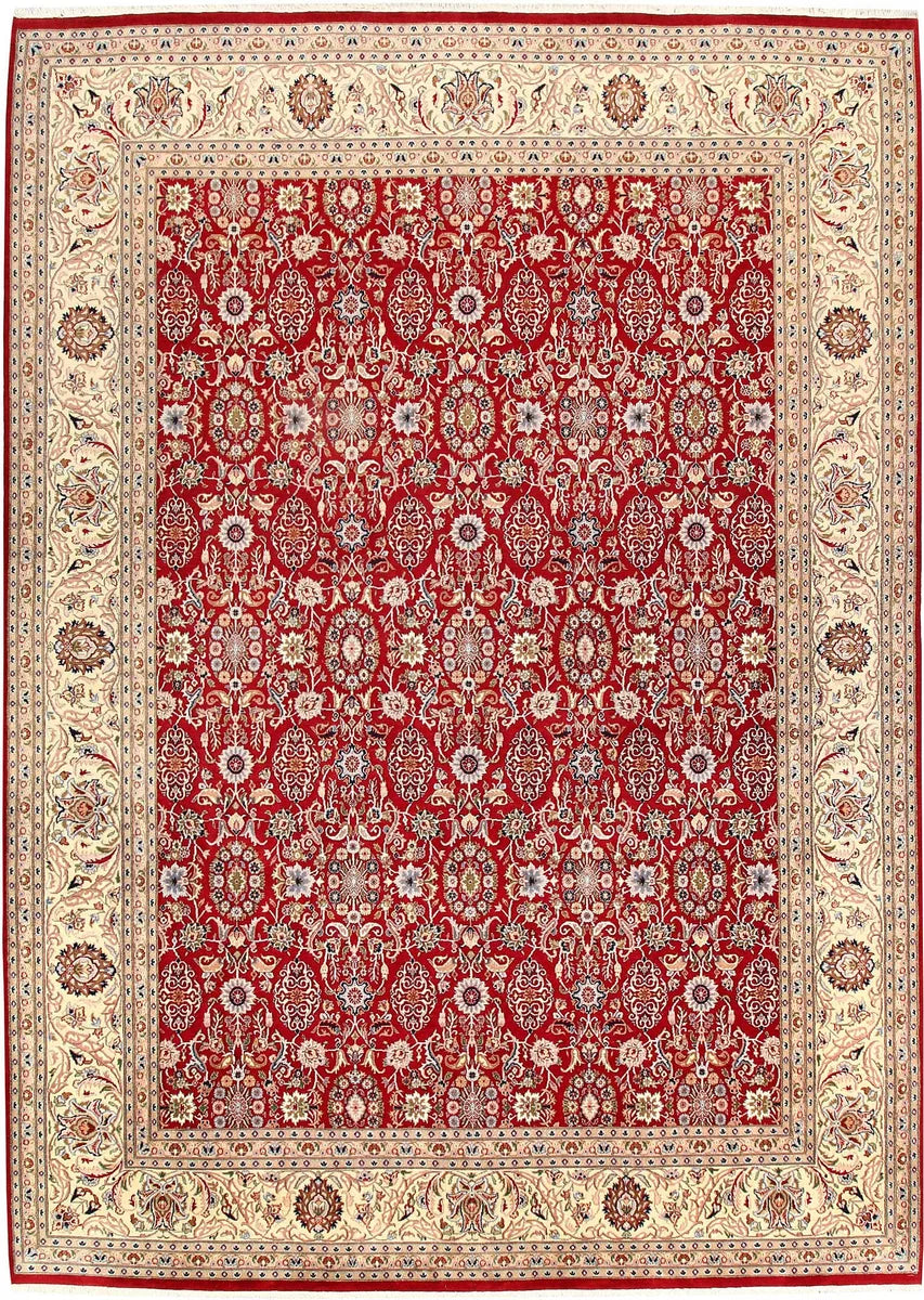 Red Pakistani Mahal Rug 8' 1" x 11' 3" Hand-Knotted | No. QA41797