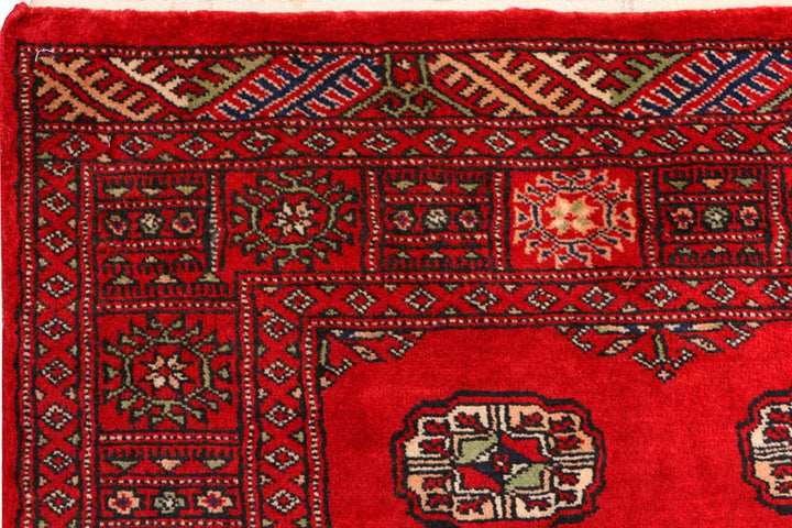 Dark Red Pakistani Bokhara Rug 3' x 5' 7" Hand-Knotted | No. QA41917