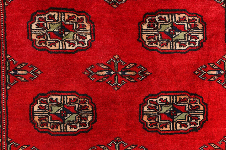 Dark Red Pakistani Bokhara Rug 3' x 5' 7" Hand-Knotted | No. QA41917