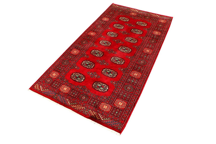Dark Red Pakistani Bokhara Rug 3' x 5' 7" Hand-Knotted | No. QA41917