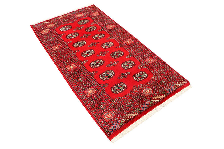 Dark Red Pakistani Bokhara Rug 3' x 5' 7" Hand-Knotted | No. QA41917