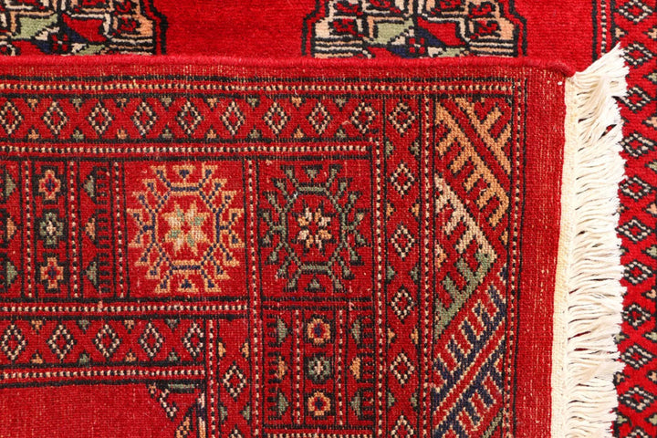 Dark Red Pakistani Bokhara Rug 3' x 5' 7" Hand-Knotted | No. QA41917