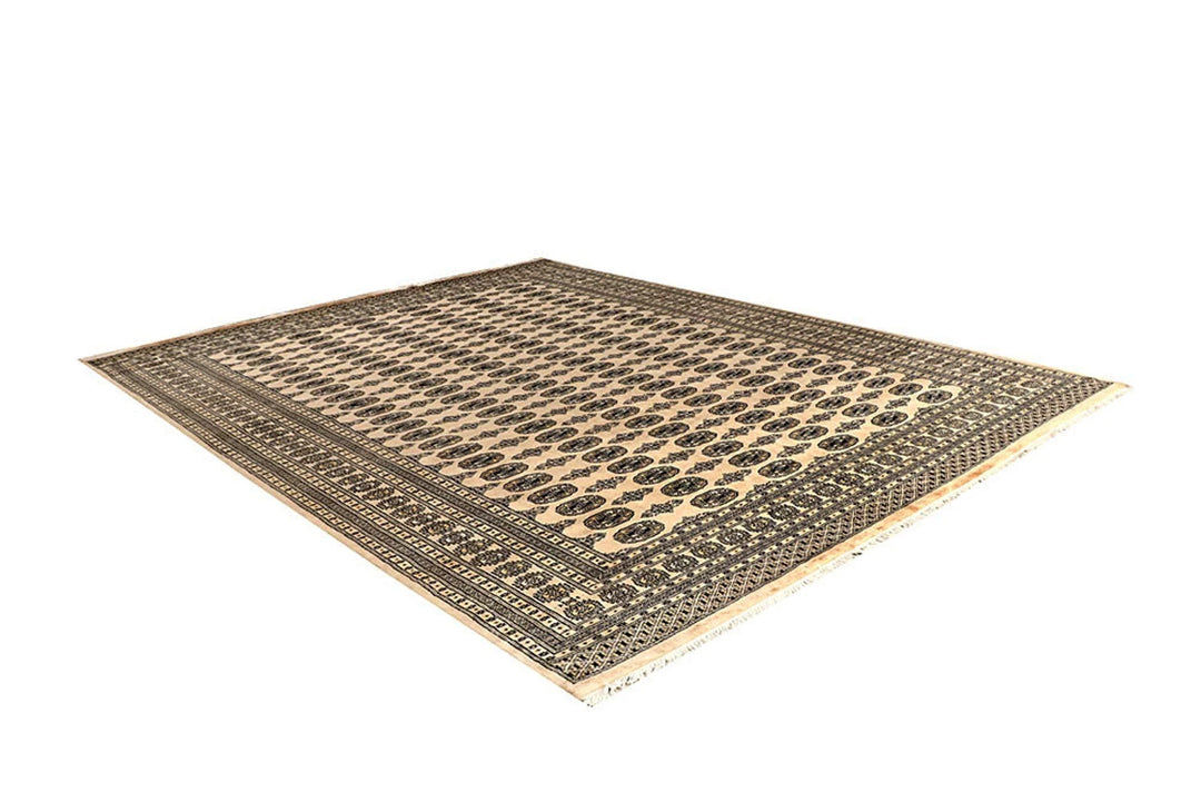 Brown Pakistani Bokhara Rug 8' 10" x 11' 7" Hand-Knotted | No. QA41943