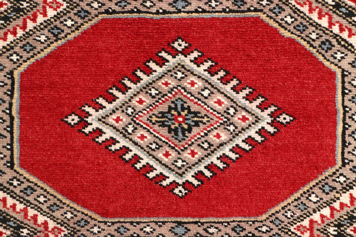 Red Pakistani Jaldar Rug 2' 4" x 9' 9" Hand-Knotted | No. QA42044