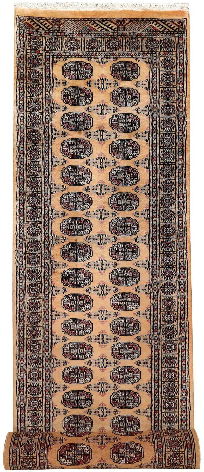Sandy Brown Bokhara Rug 2' 7" x 11' 10" Hand-Knotted | No. QA42155