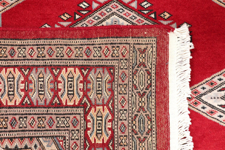 Dark Red Pakistani Jaldar Rug 3' 1" x 6' 1" Hand-Knotted | No. QA42512