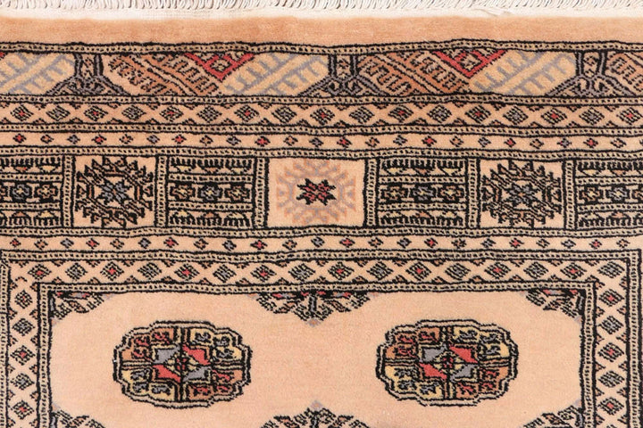Tan Pakistani Bokhara Rug 4' x 6' Hand-Knotted | No. QA42548