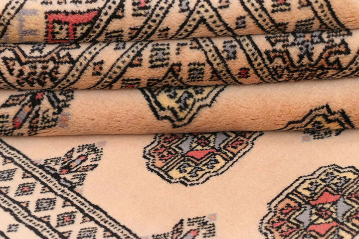 Tan Pakistani Bokhara Rug 4' x 6' Hand-Knotted | No. QA42548