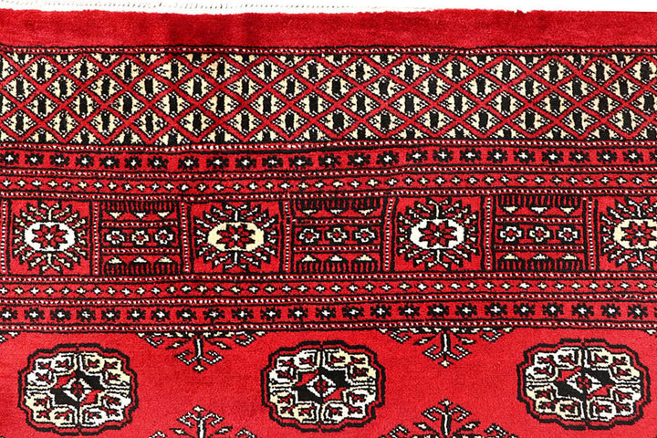 Red Pakistani Bokhara Rug 5' 11" x 9' 1" Hand-Knotted | No. QA42584