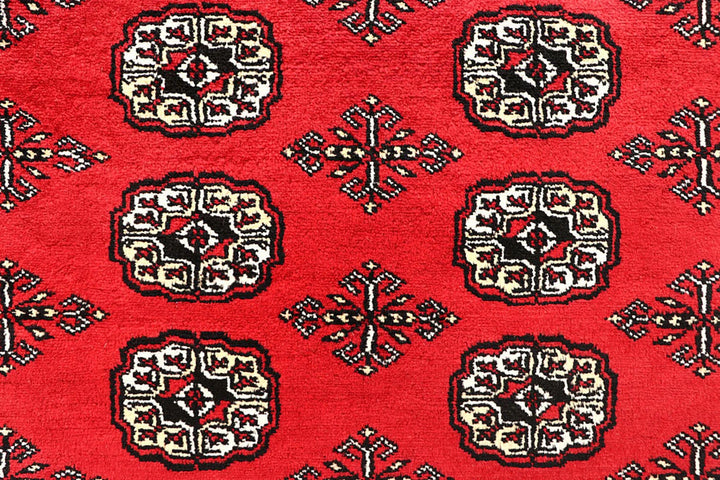 Red Pakistani Bokhara Rug 5' 11" x 9' 1" Hand-Knotted | No. QA42584