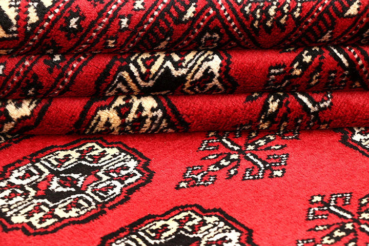 Red Pakistani Bokhara Rug 5' 11" x 9' 1" Hand-Knotted | No. QA42584