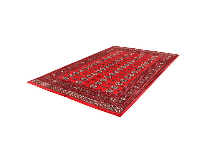 Red Pakistani Bokhara Rug 5' 11" x 9' 1" Hand-Knotted | No. QA42584