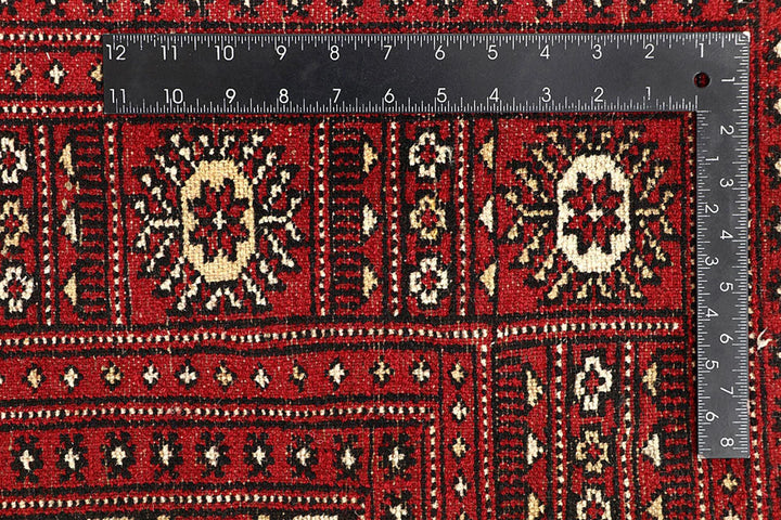 Red Pakistani Bokhara Rug 5' 11" x 9' 1" Hand-Knotted | No. QA42584