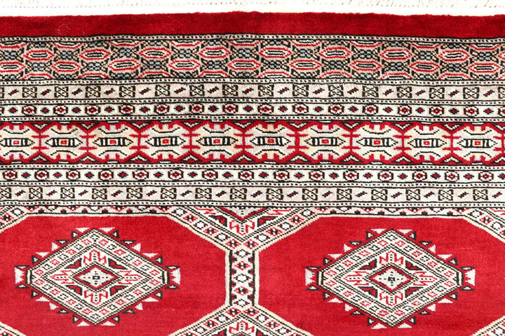 Red Pakistani Jaldar Rug 4' 8" x 6' 5" Hand-Knotted | No. QA42599