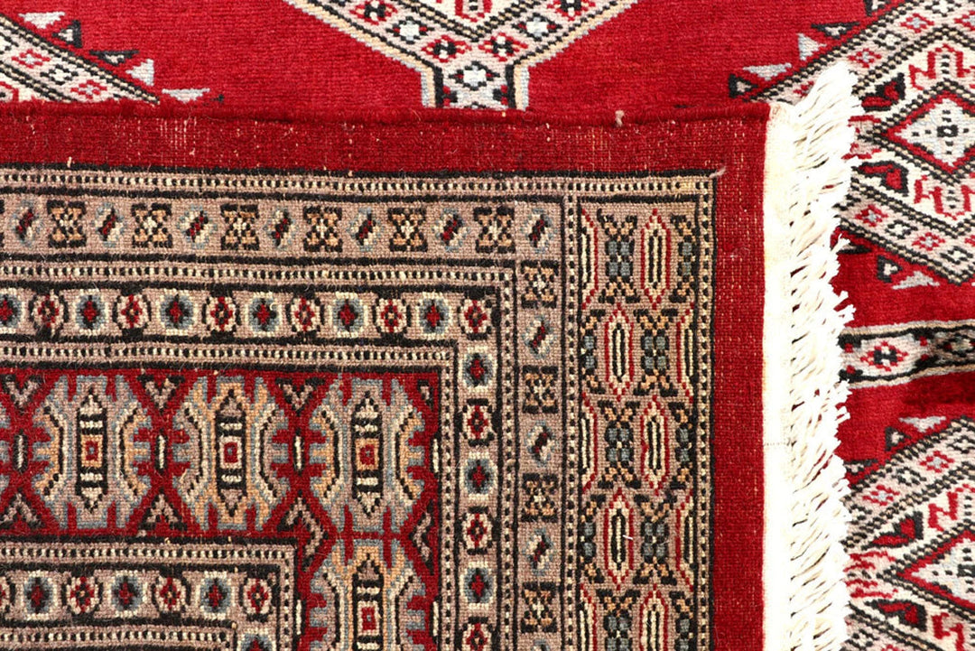 Red Pakistani Jaldar Rug 4' 8" x 6' 5" Hand-Knotted | No. QA42599