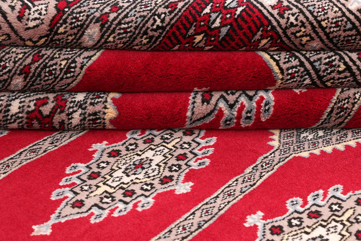 Red Pakistani Jaldar Rug 6' 6" x 10' 6" Hand-Knotted | No. QA42600